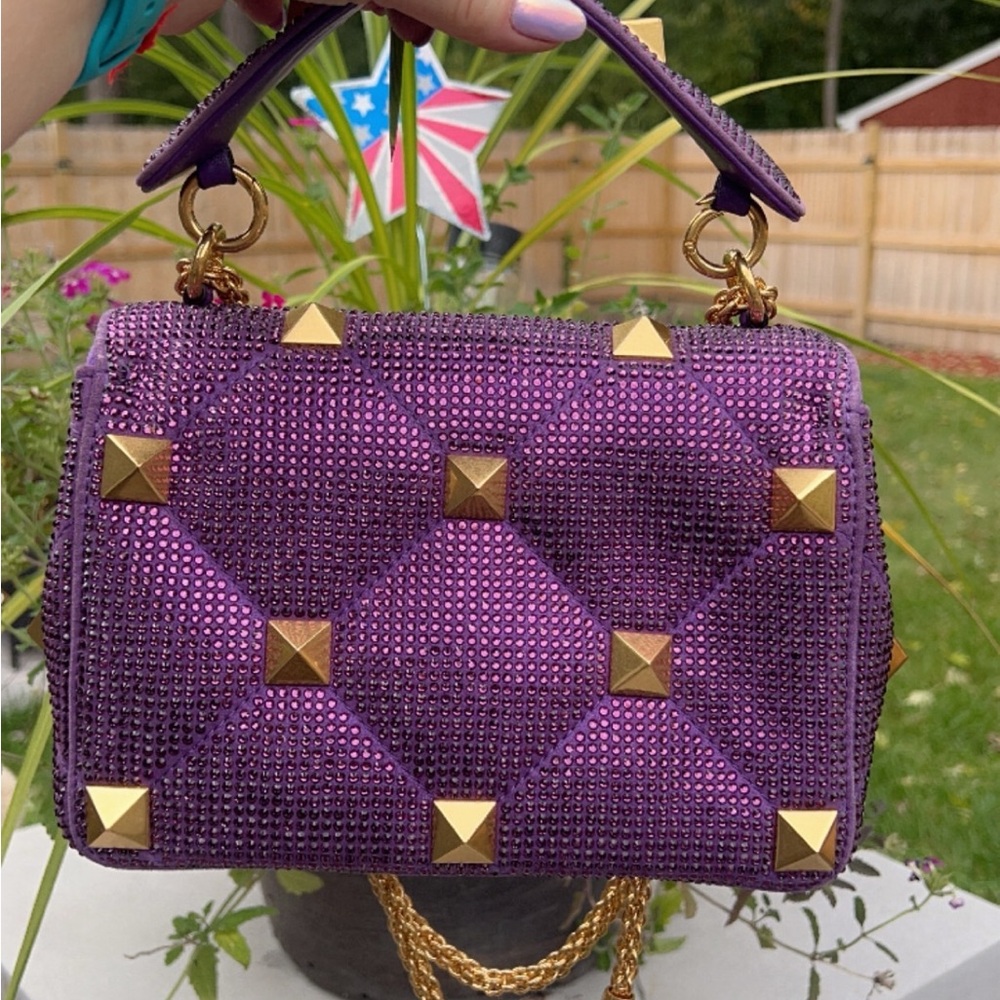 Rare Stunning Valentino Rockstud Shoulder Bag Purple Shoulder Bags, like New - Picture 13 of 13